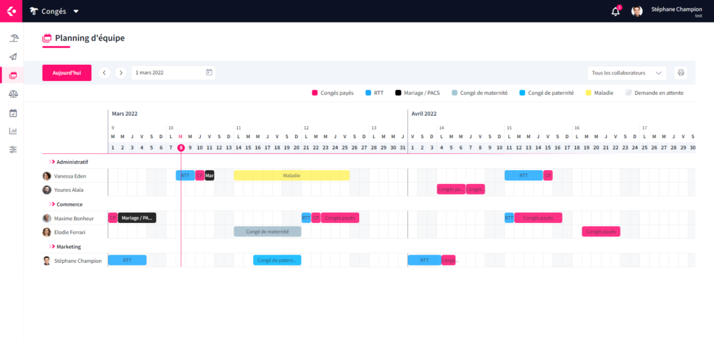 Planning d'équipe via Keeple